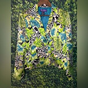 Russell Kemp Tropical Print Blazer - Green and Blue